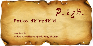 Petko Árpád névjegykártya